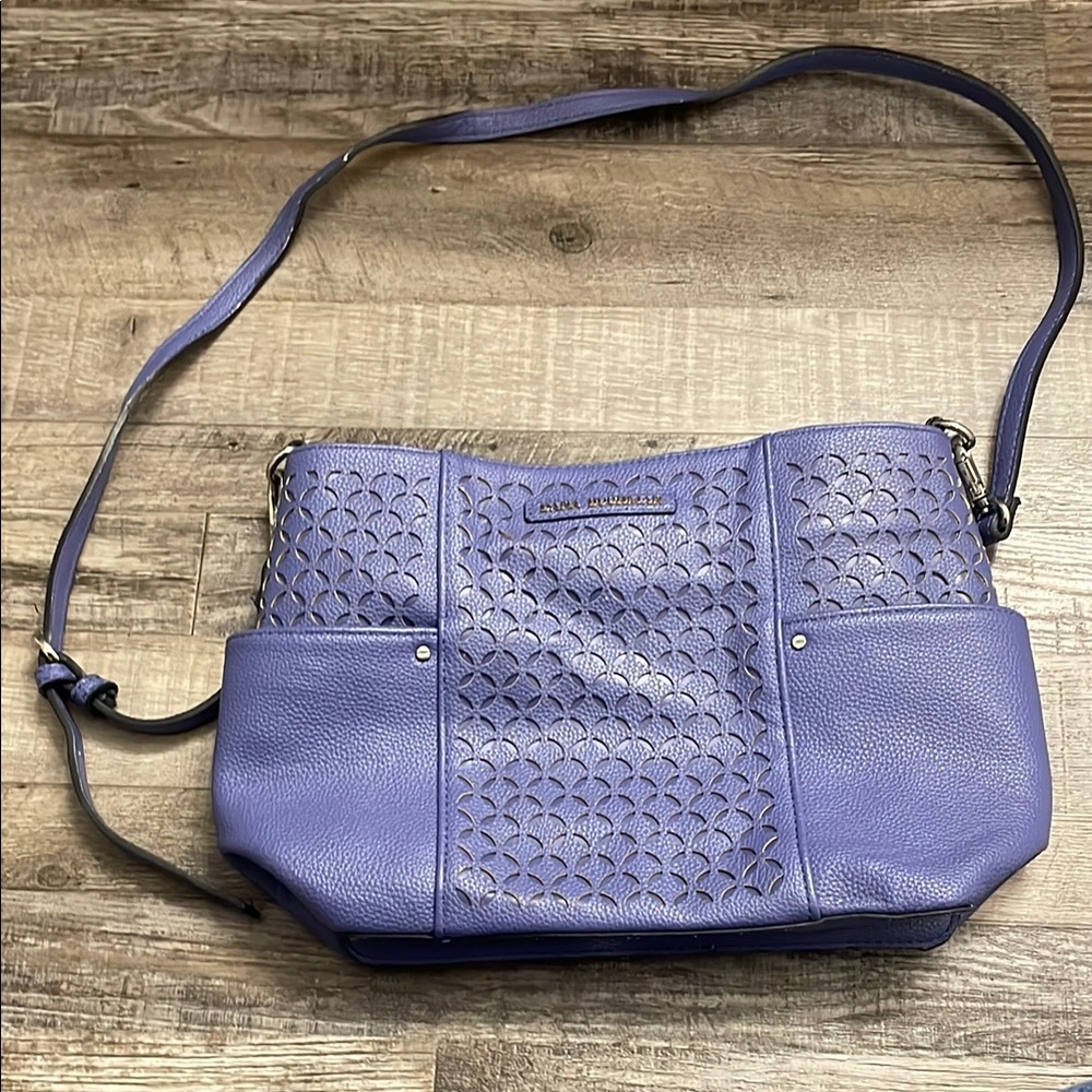 Dana Buchman Perforated Leather Shoulder Bag - Purple